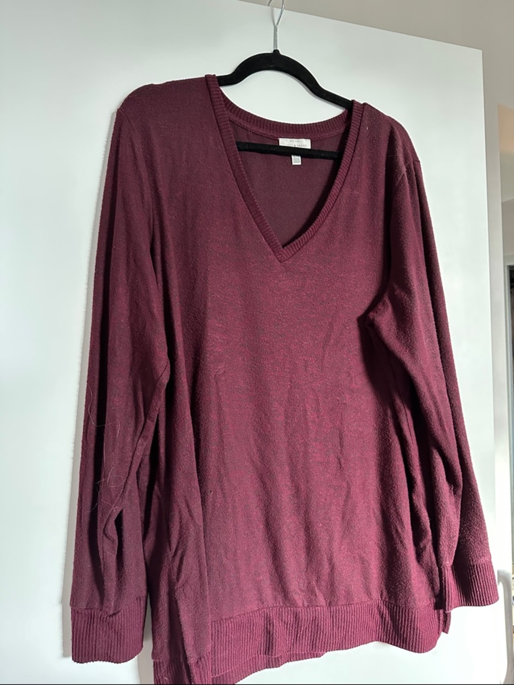 Lucky Brand V-Neck Long Sleeve Sweater - Burgundy